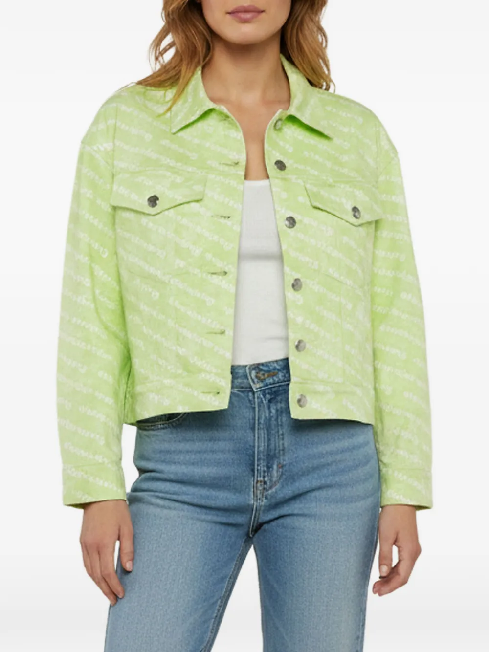 Alexander Wang button-down monogram denim jacket - Verde
