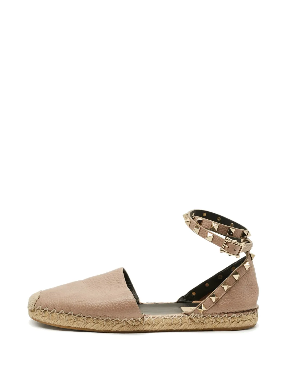 Valentino Garavani Pre-Owned Rockstud ankle-wrap espadrilles - Nude