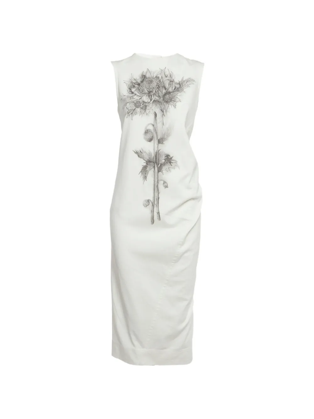 Sportmax floral-print denim midi dress - Bianco