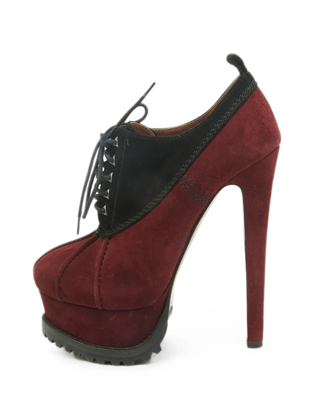 Alaïa Pre-Owned lace-up suede heeled booties - Red