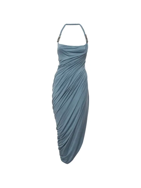CHATS BY C.DAM ruched halterneck midi dress