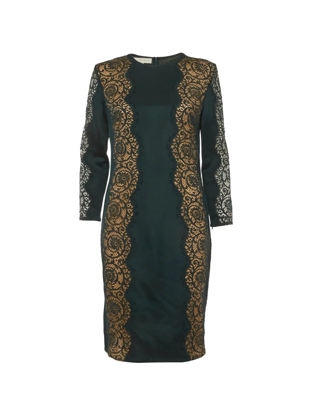 Pre-owned Stella Mccartney Lace-trim Zip-up Mini Dress In Green