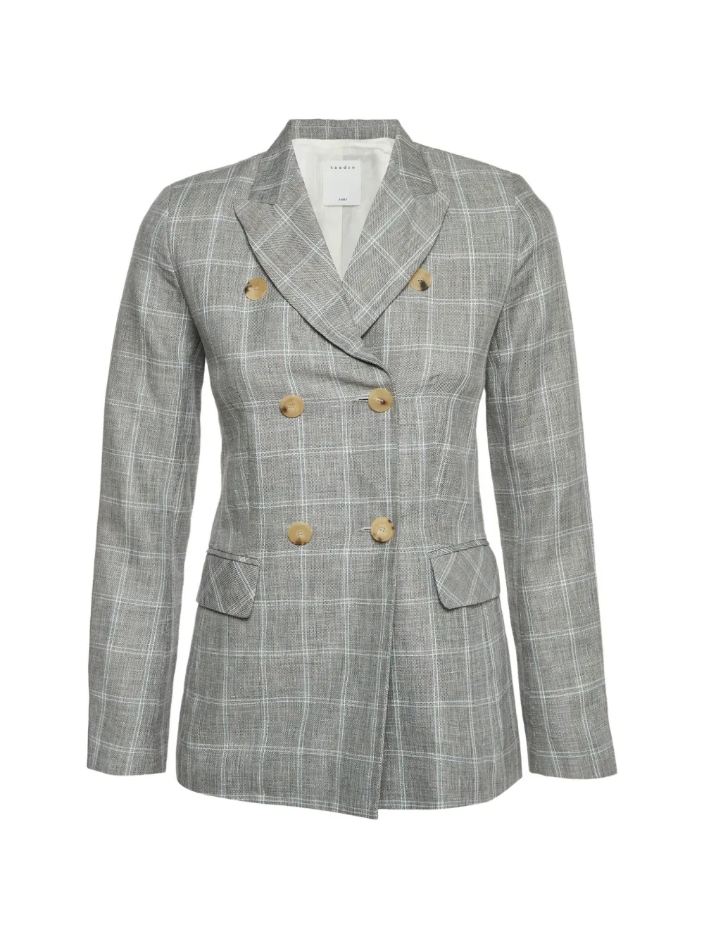 SANDRO plaid double-breasted blazer - Grigio