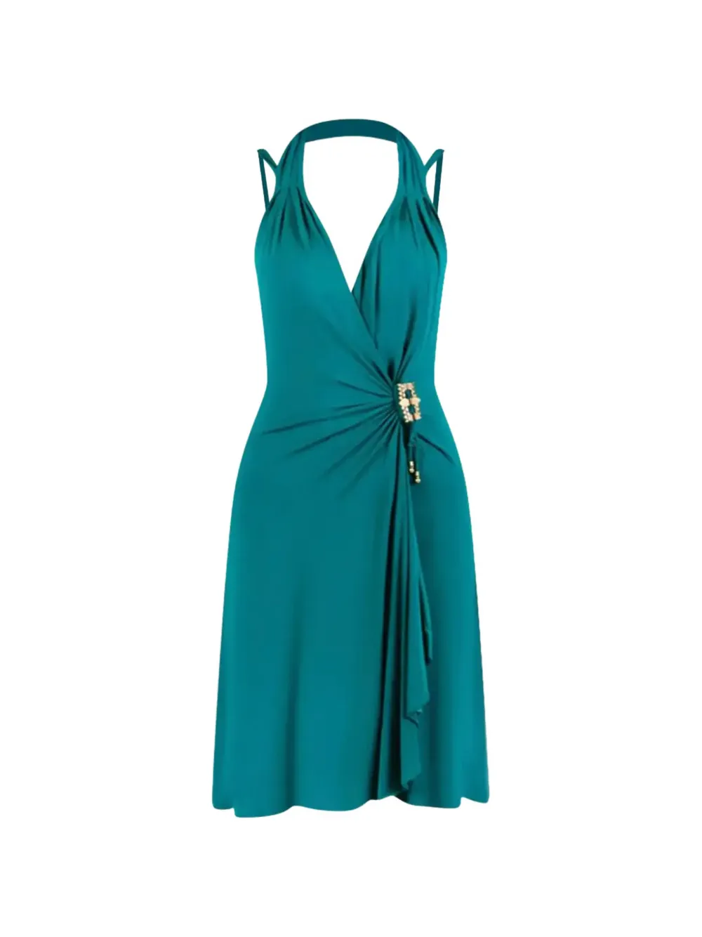 Roberto Cavalli Vintage embellished halter-neck mini dress - Green