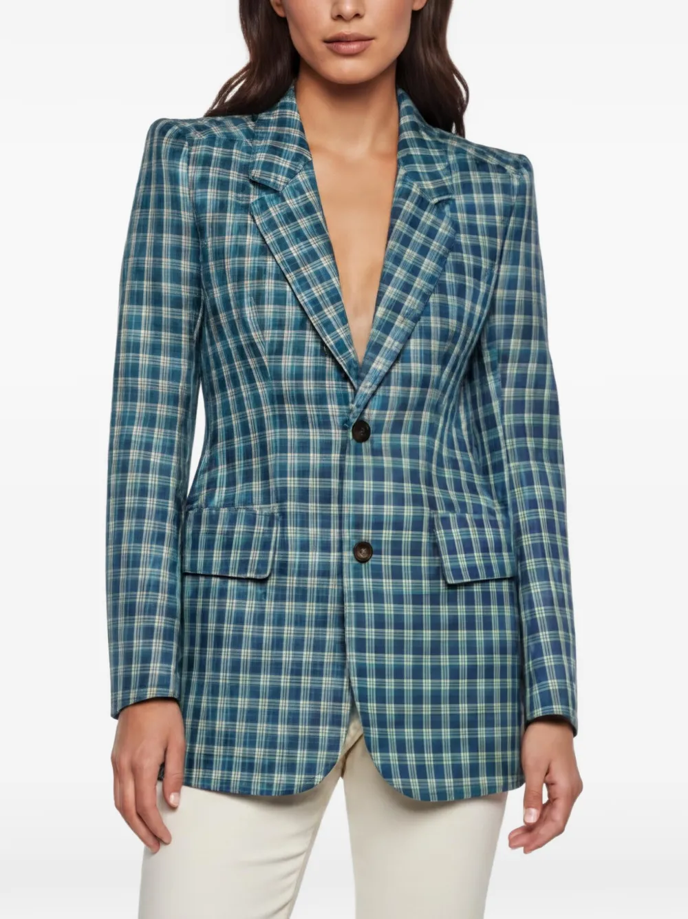 Balenciaga Pre-Owned Hourglass check blazer - Blu