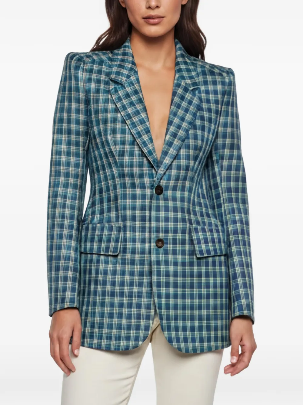 Balenciaga Pre-Owned Hourglass check blazer - Blau
