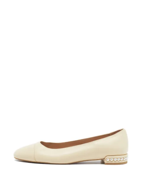 Stuart Weitzman pearl-embellished leather ballet flats