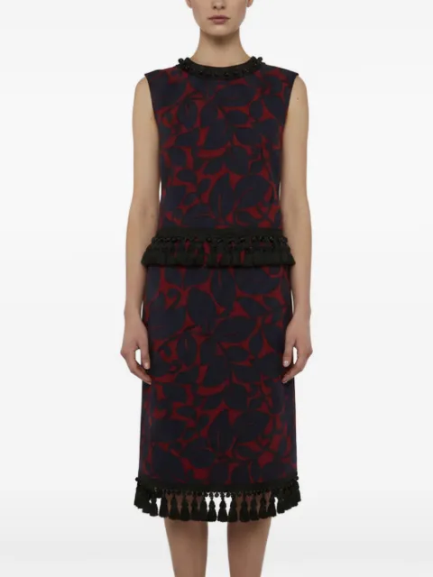 Marc Jacobs Vintage leaf-print tassel-detail wool midi dress
