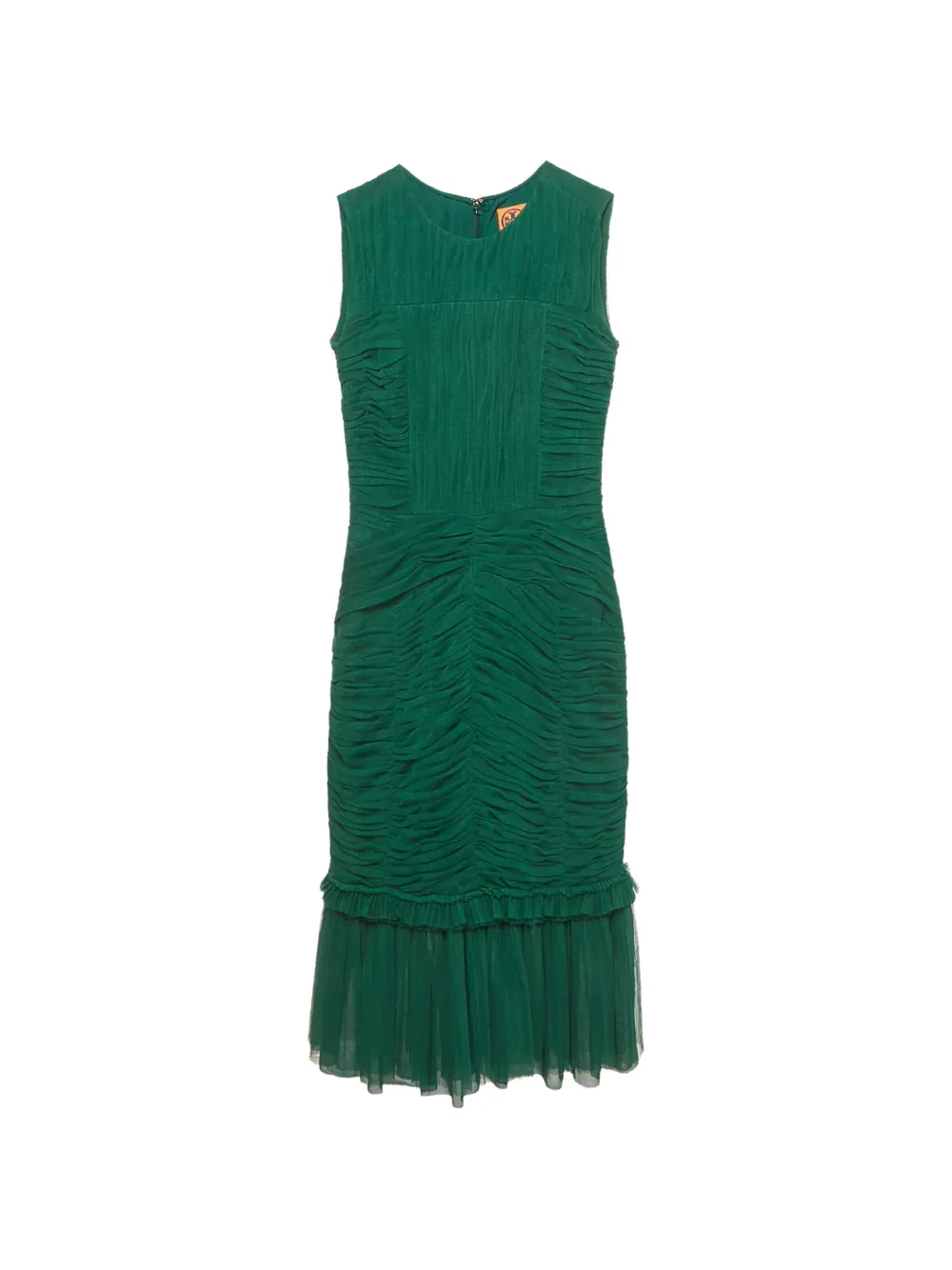 Tory Burch ruched mesh midi dress - Verde