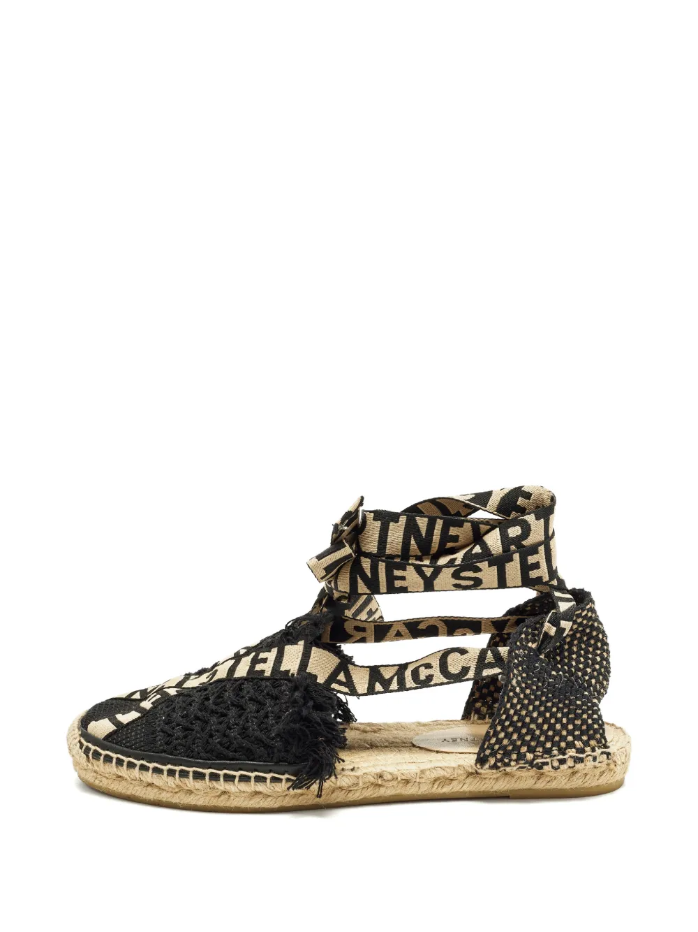 Stella McCartney Pre-Owned Gaia logo-tie flat espadrilles - Nero