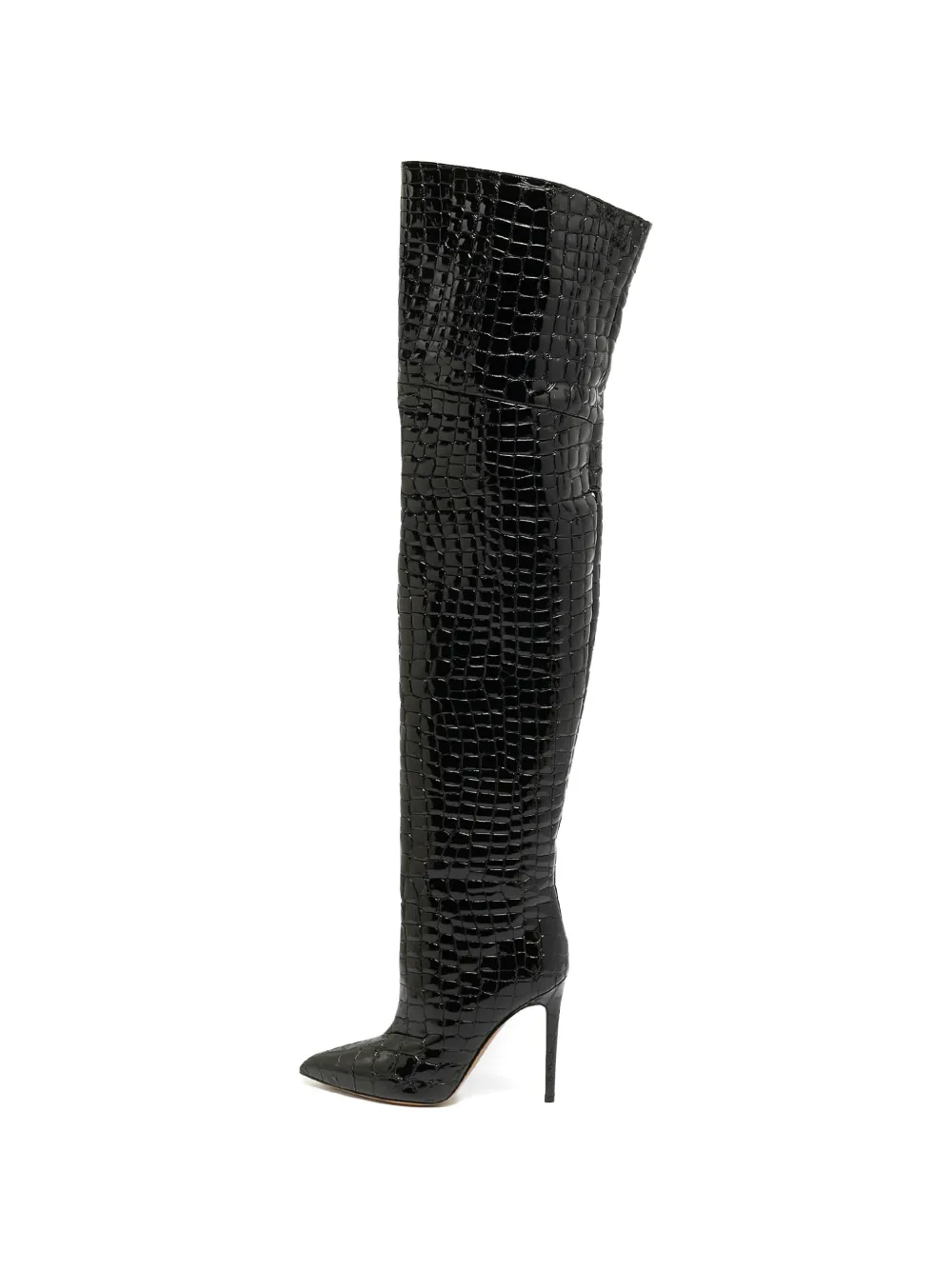 Paris Texas Deia croc-embossed over-the-knee boots - Black
