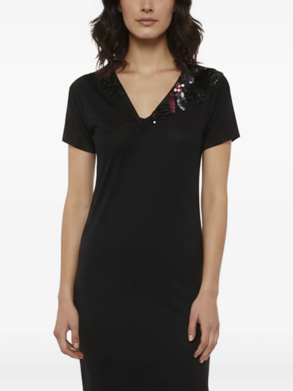 Escada Pre-Owned sequin-embellished asymmetric midi dress - Nero