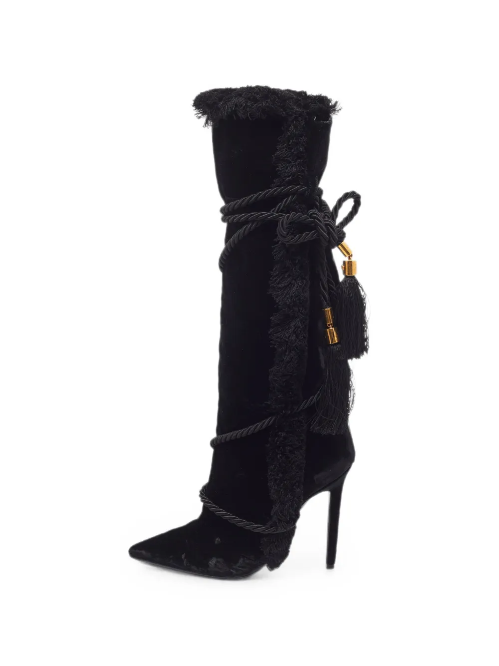 Versace Pre-Owned Pillow Talk fringe-trim boots - Nero