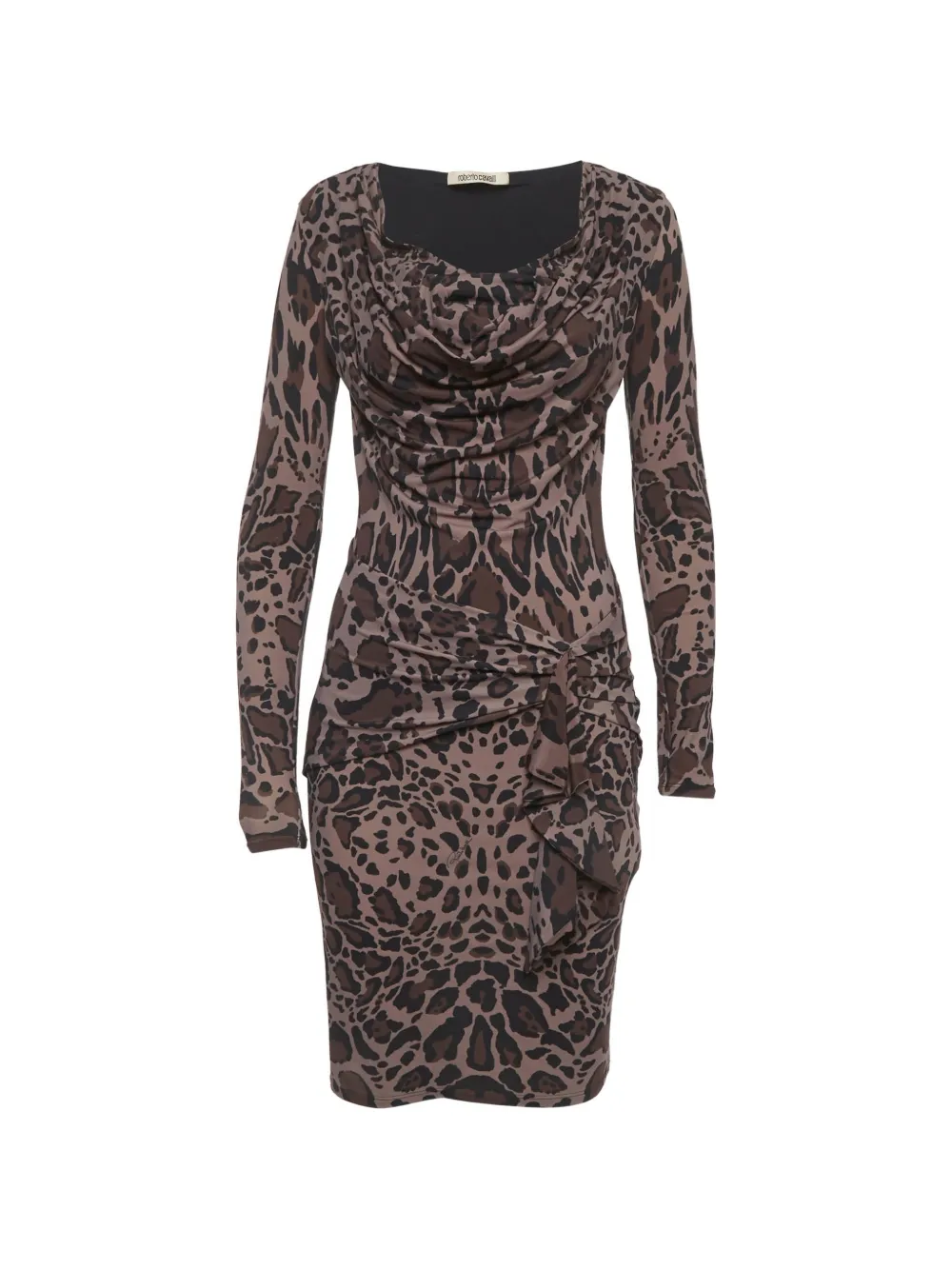 Roberto Cavalli Vintage animal-print draped mini dress - Marrone