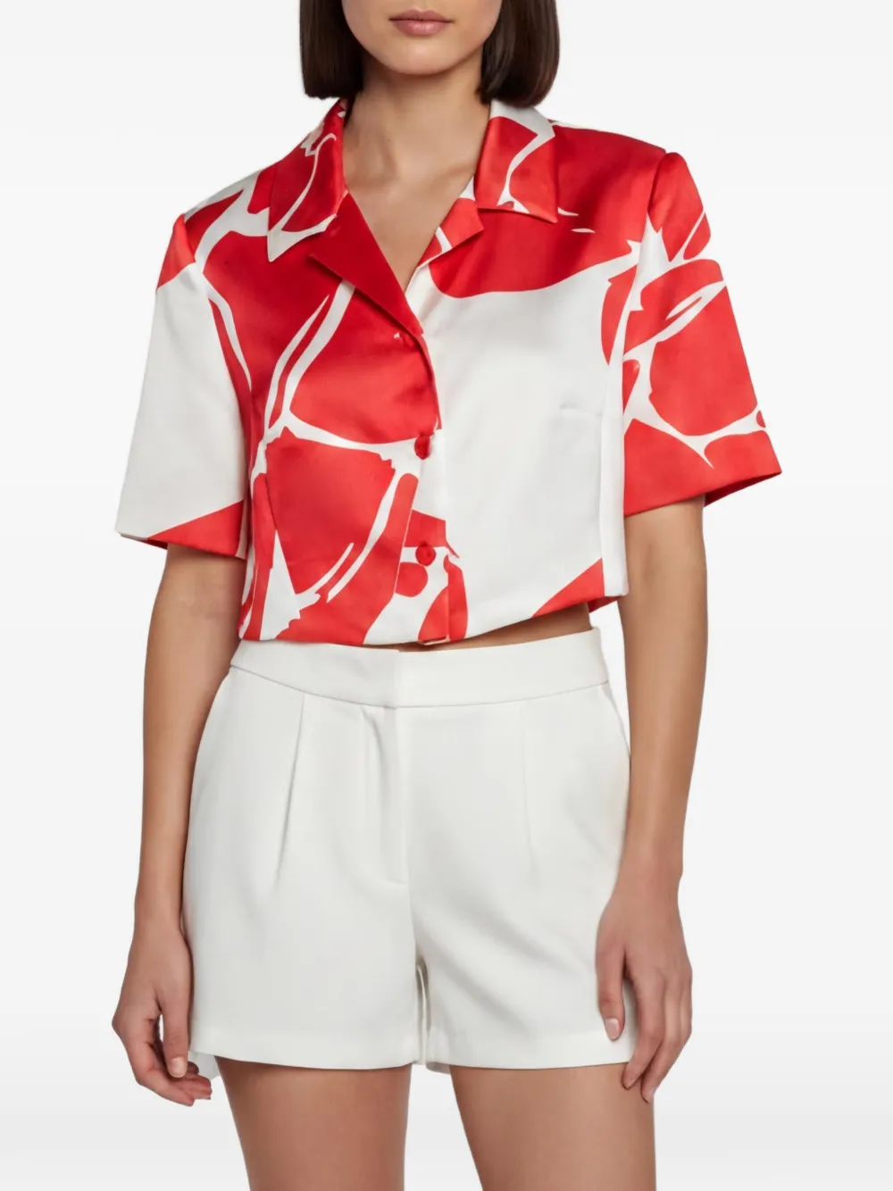 N/A floral-print cropped blazer - Rosso
