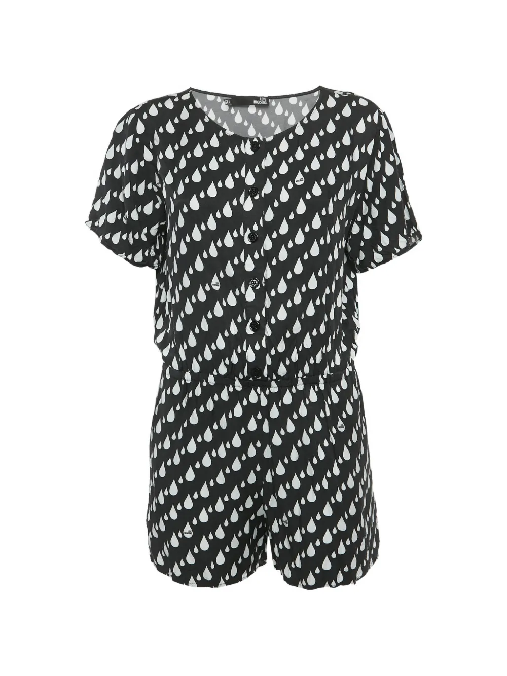 Pre-owned Love Moschino Drop-print Short-sleeve Playsuit In Black