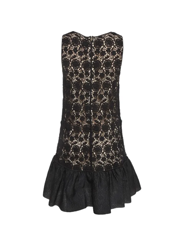 lace flounce hem dress Red Valentino Vintage Lace flounce-hem Midi Dress | Black