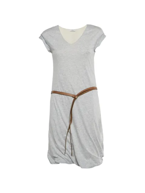 Brunello Cucinelli robe mi-longue ceinturée à ourlet froncé