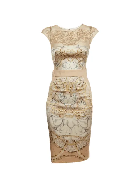 Zuhair Murad baroque-print mesh-panel midi dress