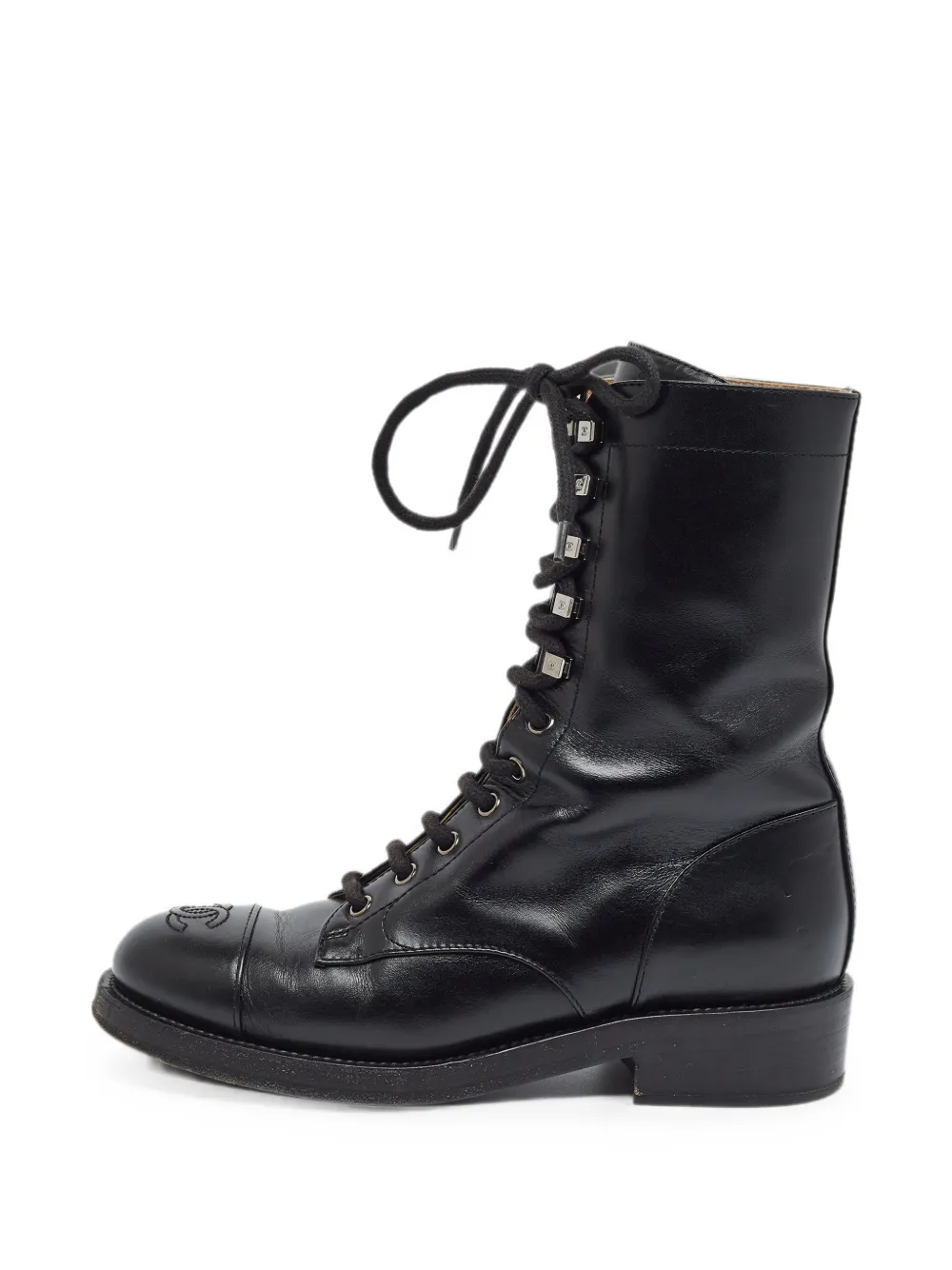 CHANEL Pre-Owned CC interlocking lace-up boots - Schwarz
