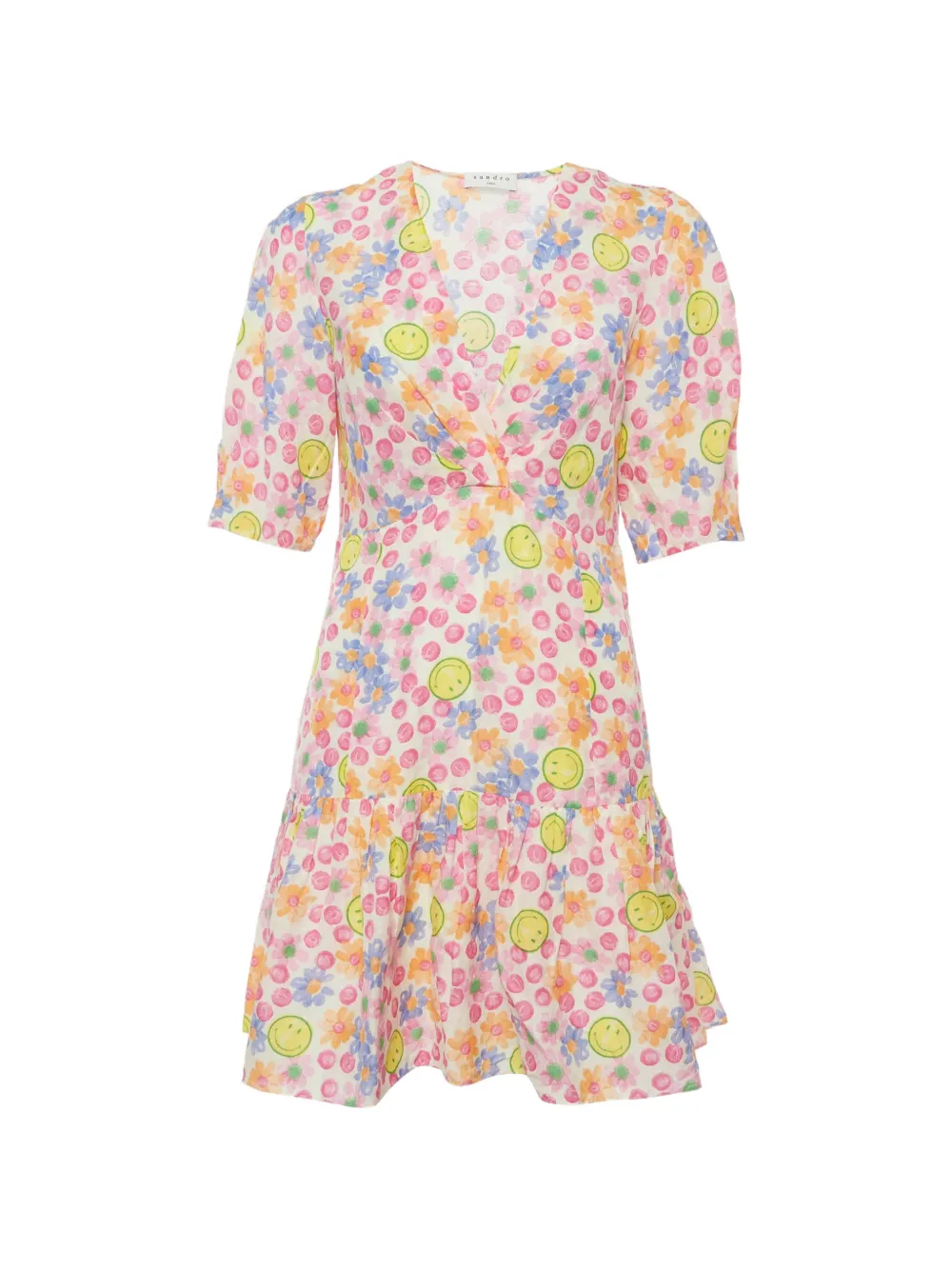 SANDRO x smiley mini floral-print dress - Toni neutri