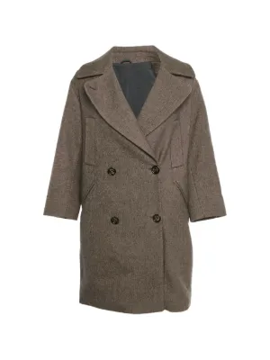 Brunello Cucinelli Monili chevron-knit Coat | Grey | FARFETCH