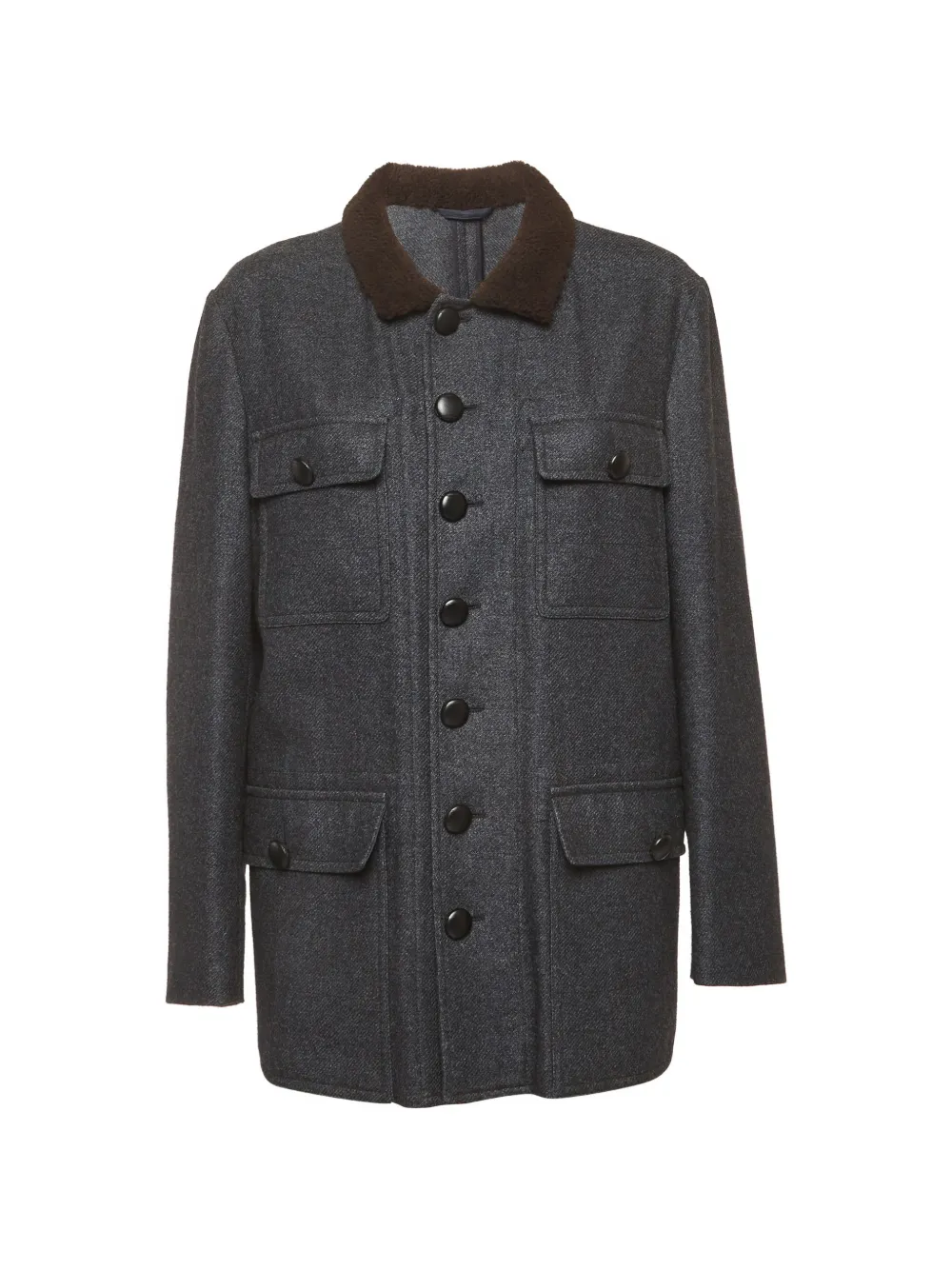 Alexander McQueen Pre-Owned shearling-collar single-breasted coat - Grey