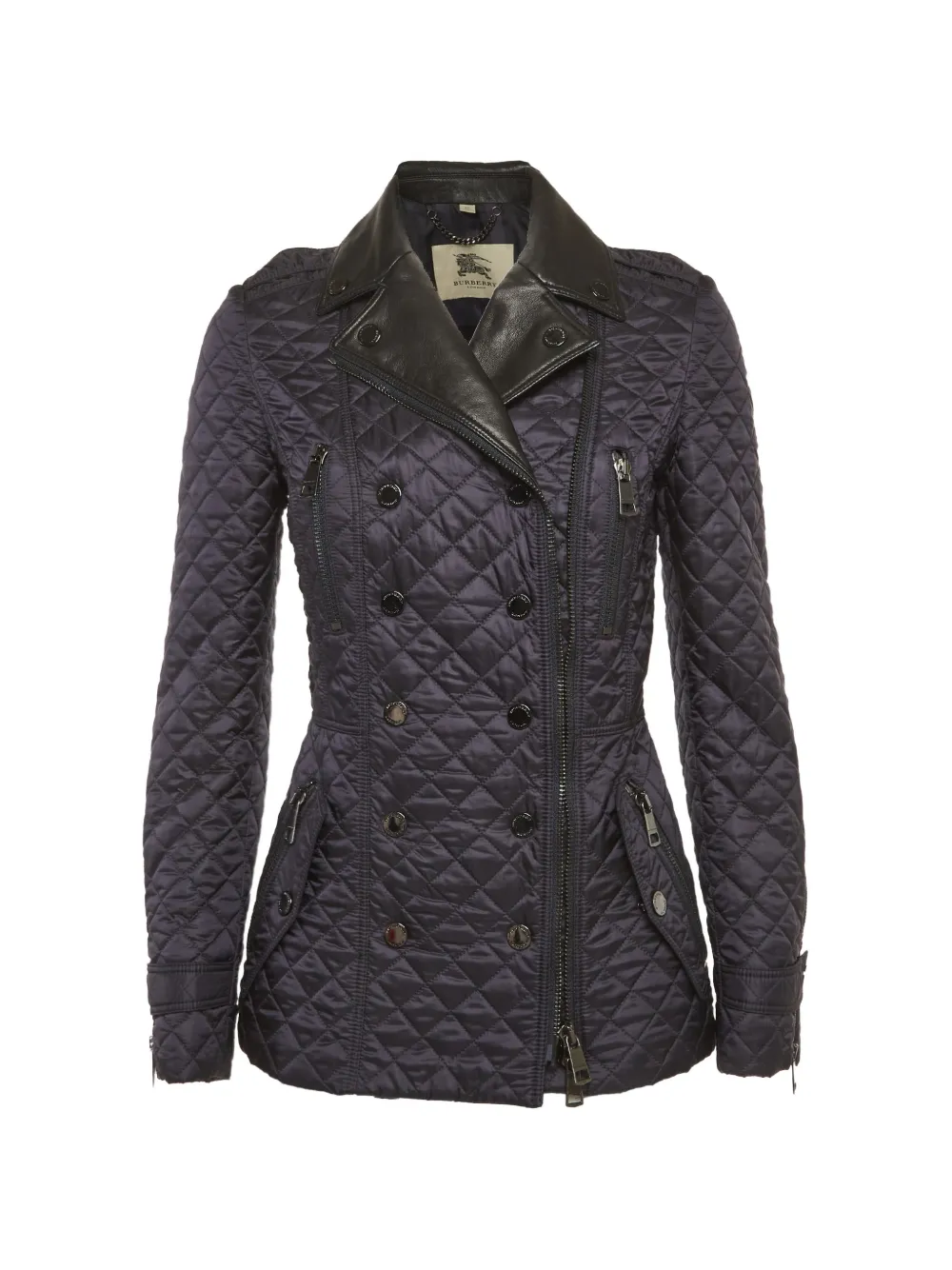 Burberry Pre-Owned quilted leather-trim jacket - Blau