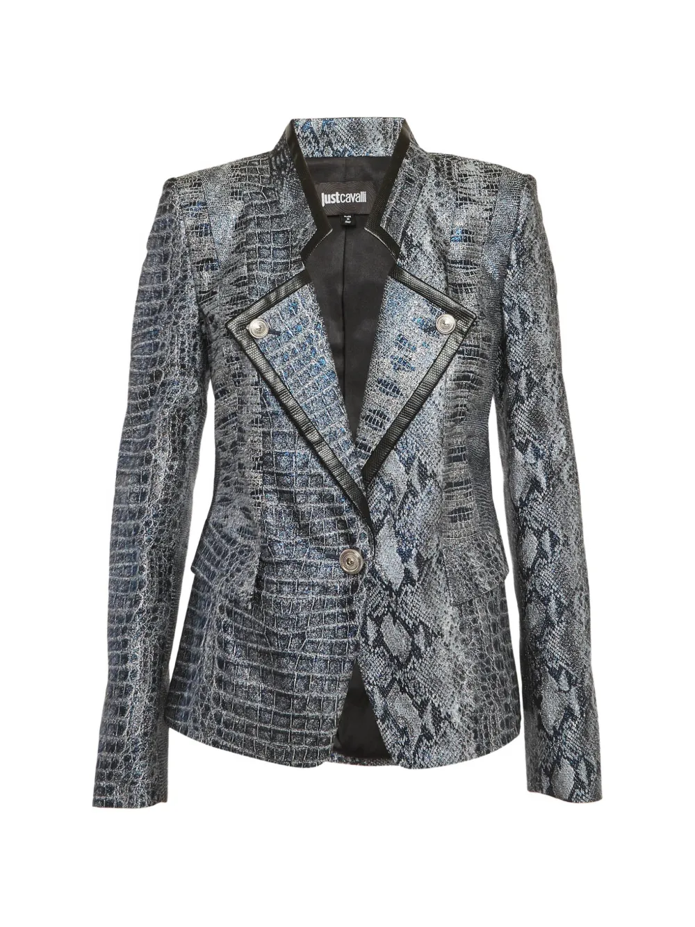 Just Cavalli Vintage blazer à effet peau de serpent en jacquard - Bleu Just Cavalli Vintage blazer à effet peau de serpent en jacquard - Bleu