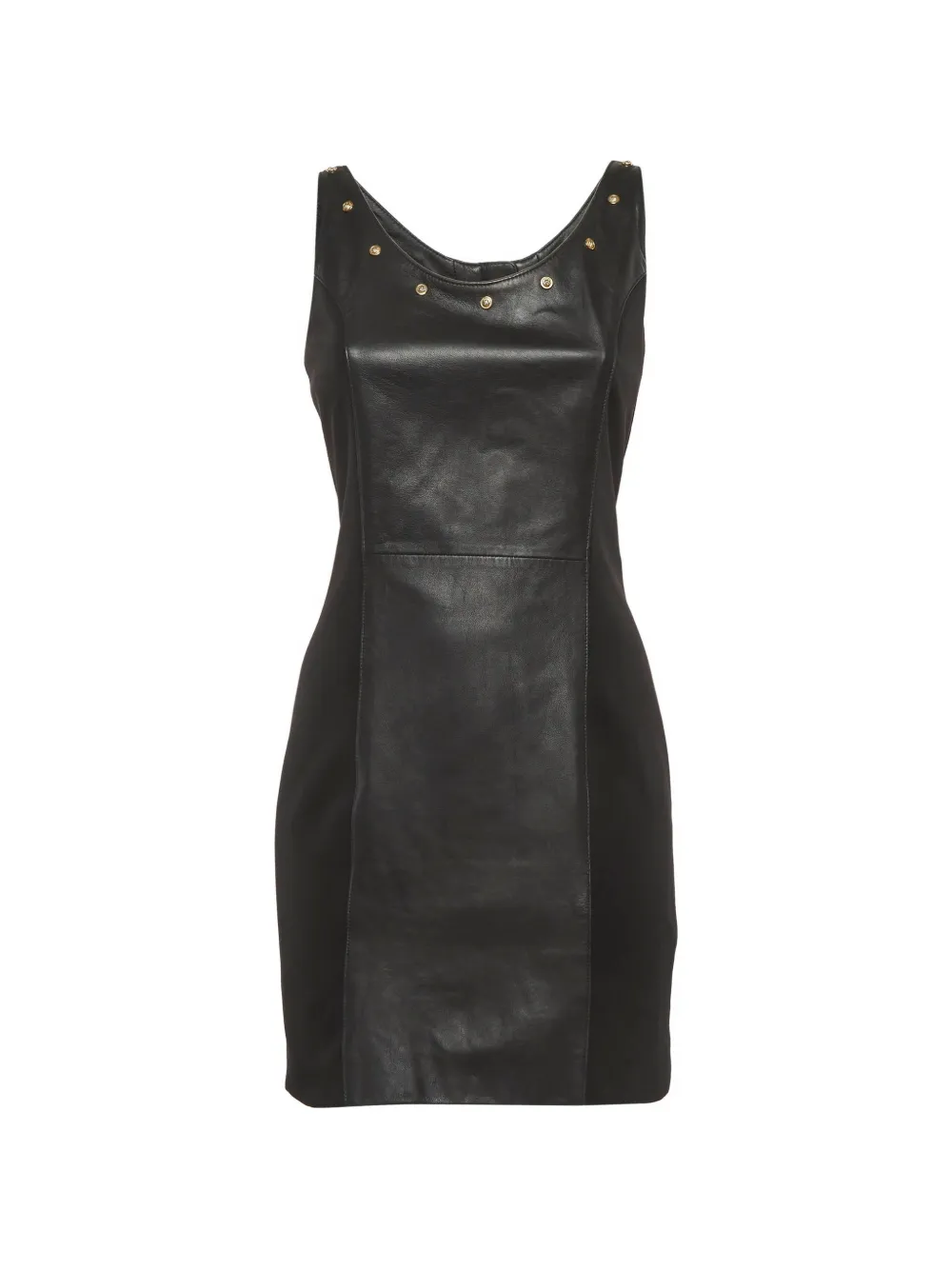 Versus Pre-Owned logo-stud leather-panelled mini dress - Nero