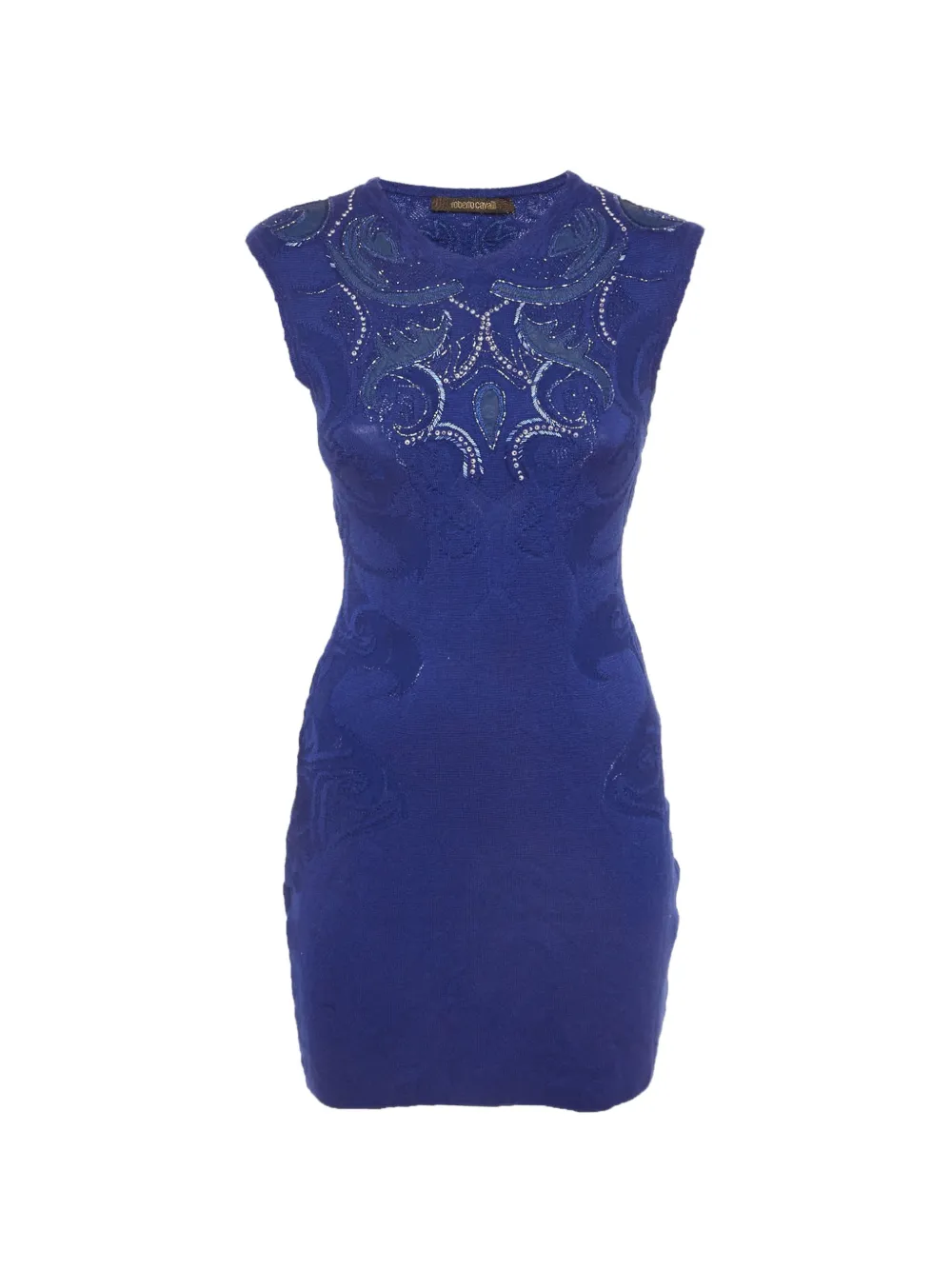 Roberto Cavalli Vintage embroidered stretch-knit mini dress - Blu