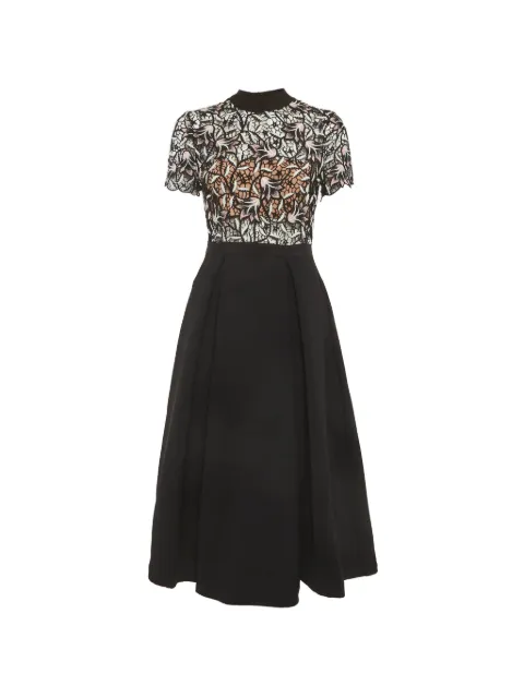 Self-Portrait vestido midi Nightshade con ribete de encaje