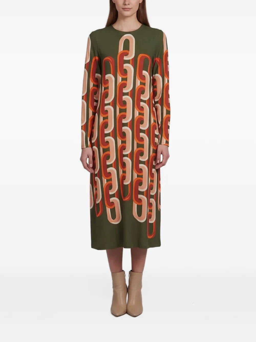 La DoubleJ Prometheus Placcée swing midi dress - Green