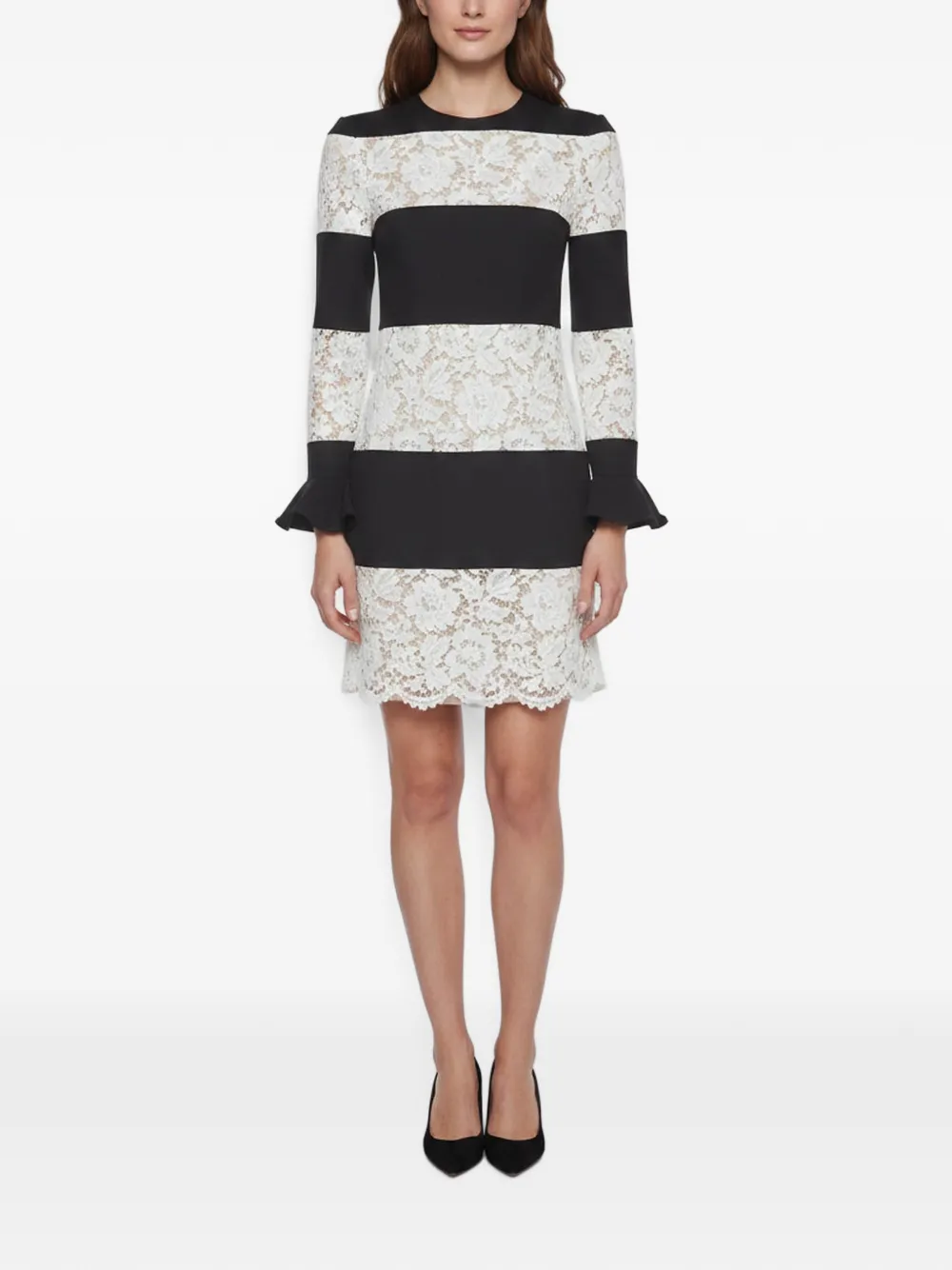 Valentino Garavani Pre-Owned lace stripe dress - Nero