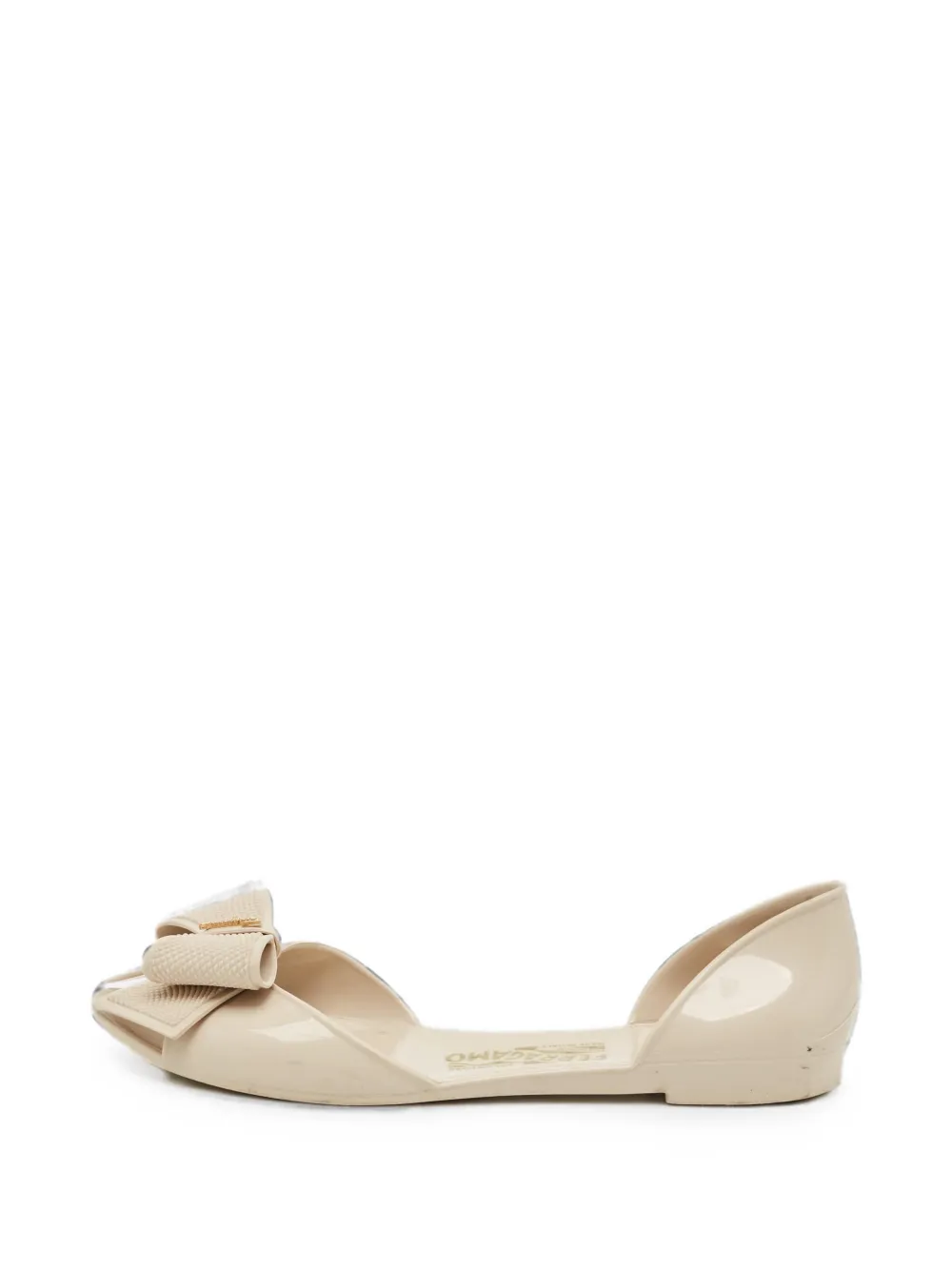 Ferragamo Pre-Owned d'Orsay bow-detail ballet flats - Toni neutri