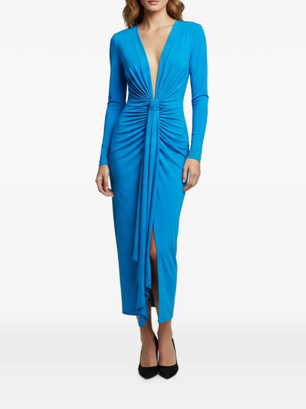 Solace London Lorena draped midi dress - Blu