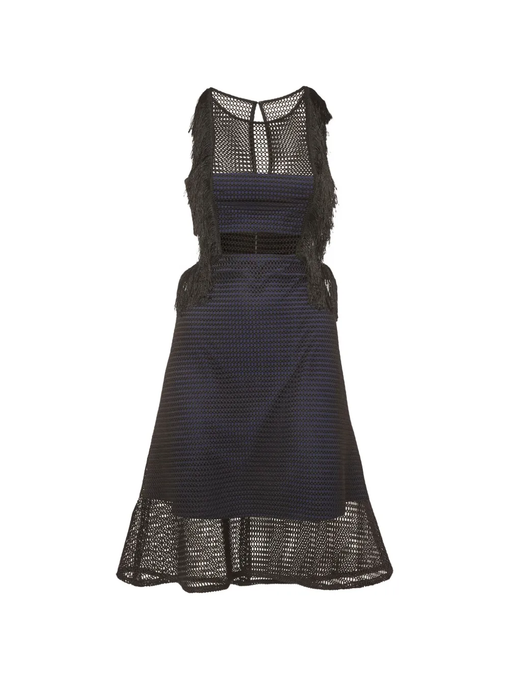 Self-Portrait mesh fringe midi dress - Nero