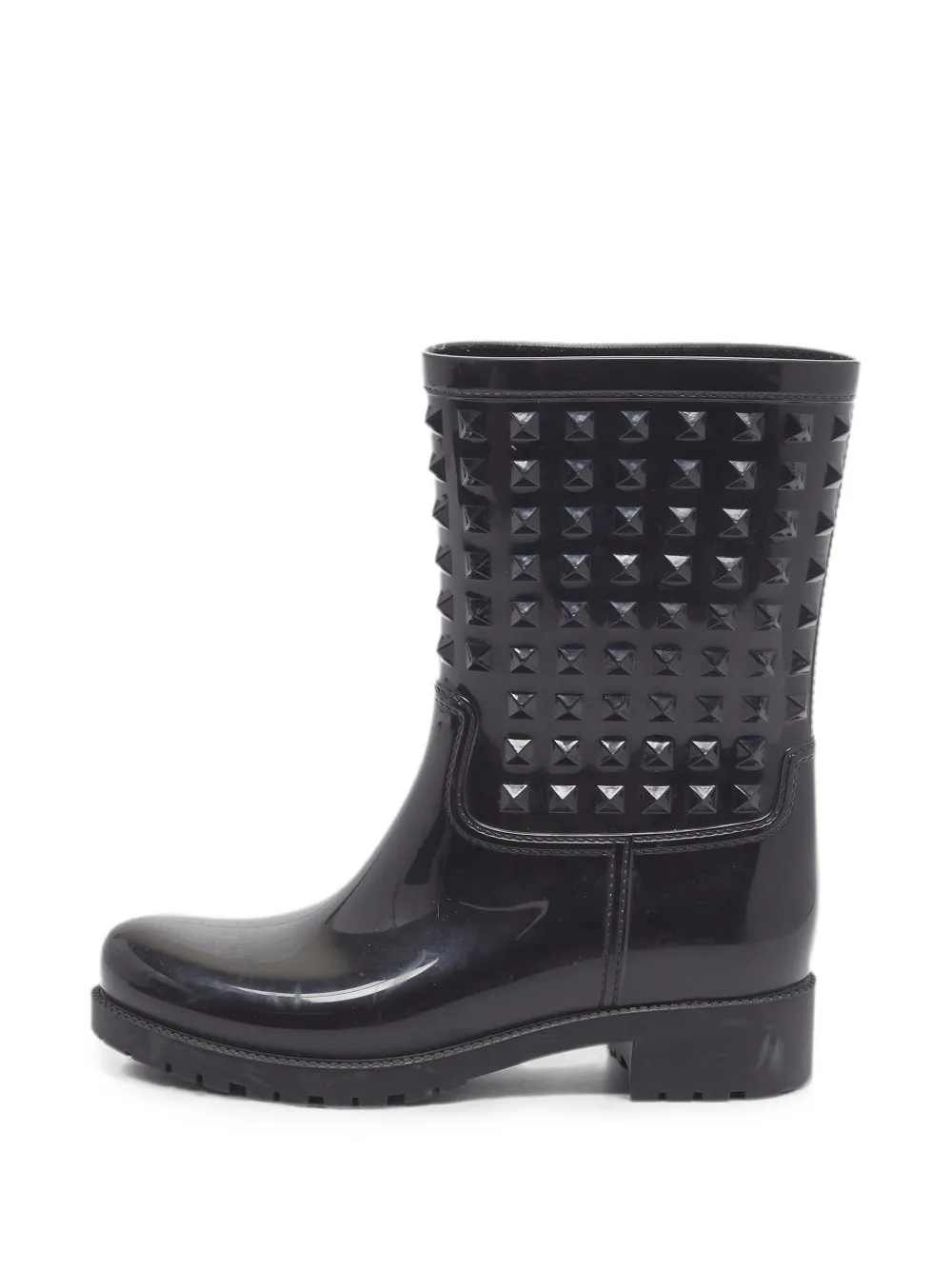 Pre-owned Valentino Garavani Rockstud Rain Boots In Black