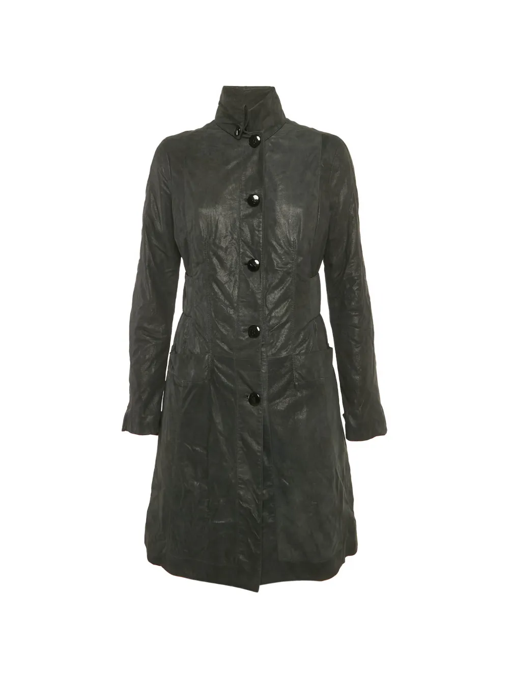 Versace Jeans Couture button-front leather trench coat - Grigio