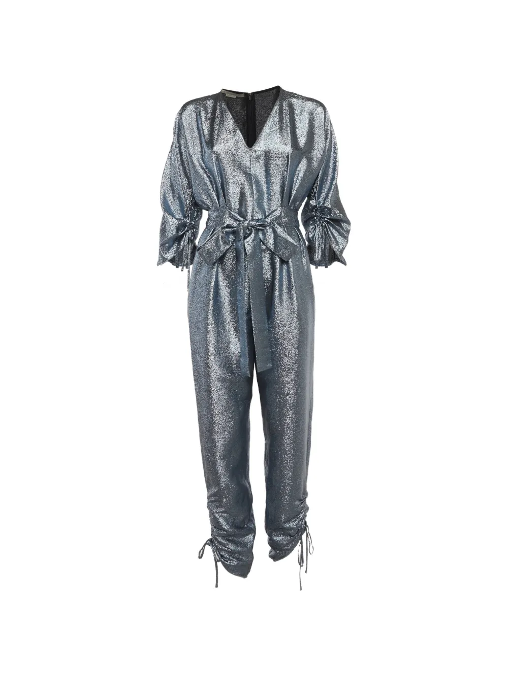 Pre-owned Stella Mccartney Belted Lamé Jumpsuit In Blue