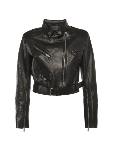 Prada Pre-Owned chamarra biker con cinturón
