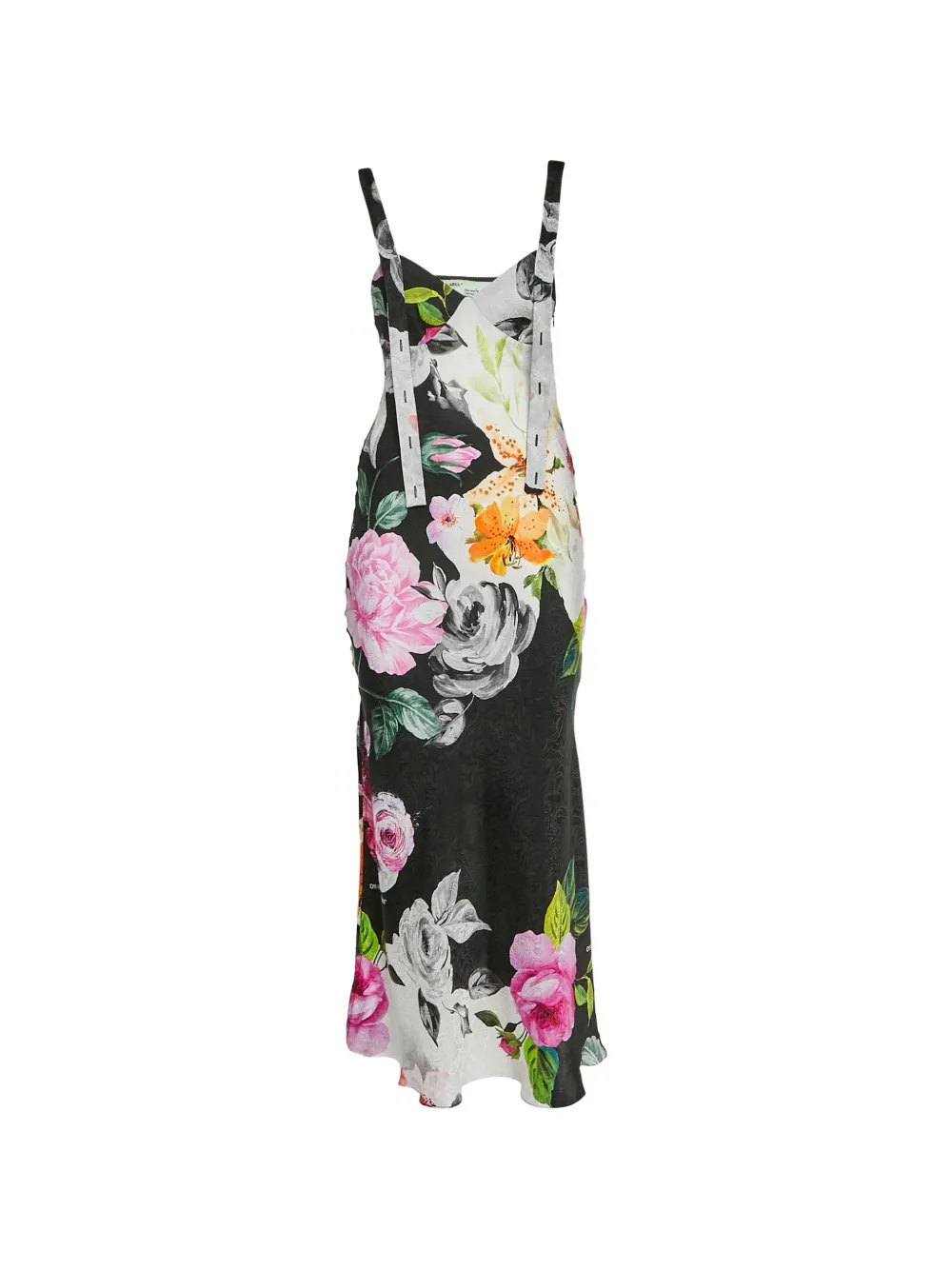 Off-White Pre-Owned floral-print strappy silk midi dress - Nero