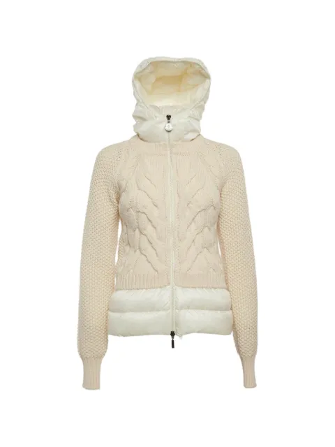Moncler Vintage cable-knit zip-up hooded down jacket
