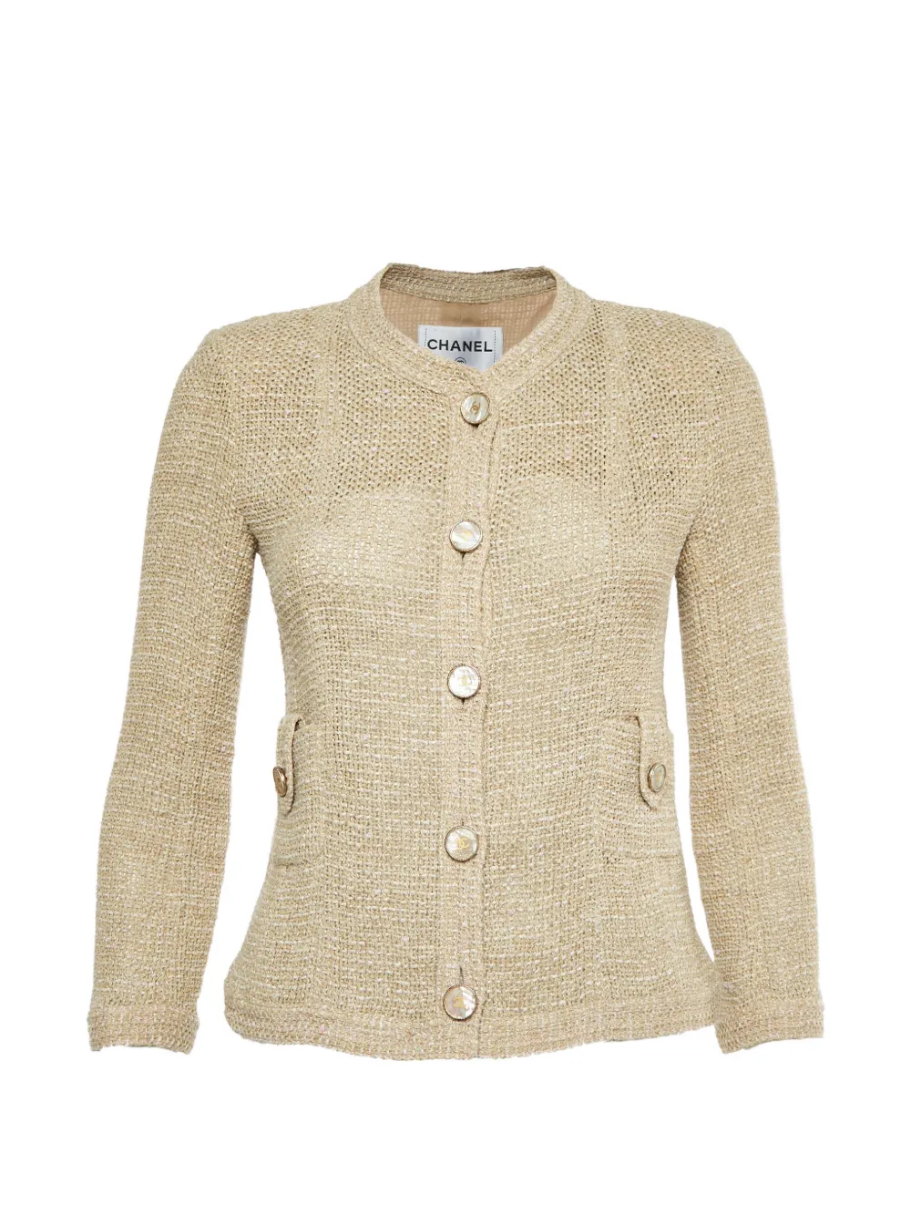 CHANEL Pre-Owned CC turn-lock button-down tweed jacket - Toni neutri
