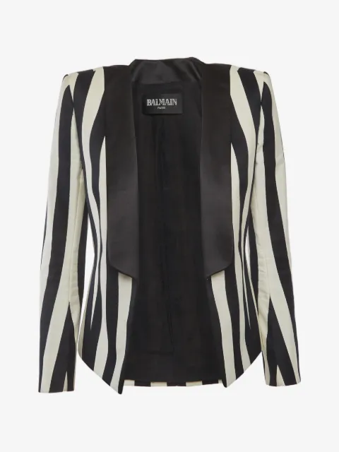 Balmain Pre-Owned полосатый блейзер без застежки