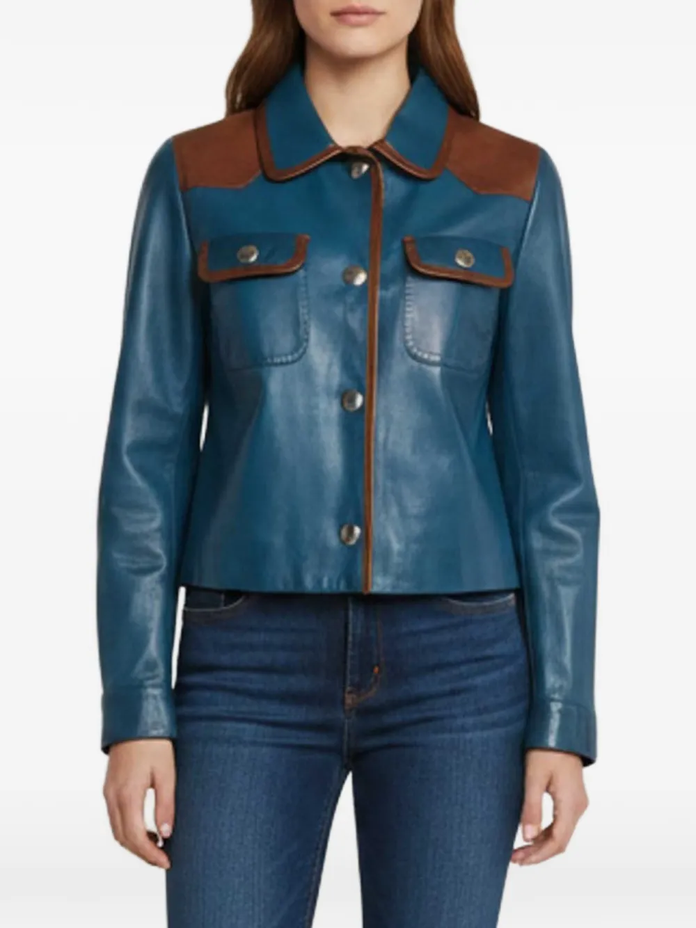 Prada Pre-Owned lambskin leather cropped jacket - Blu