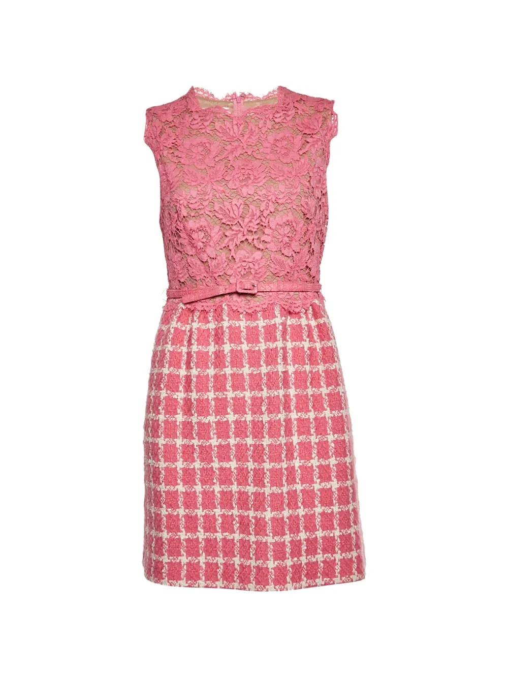 Valentino Garavani Pre-Owned tweed guipure lace midi dress - Rosa