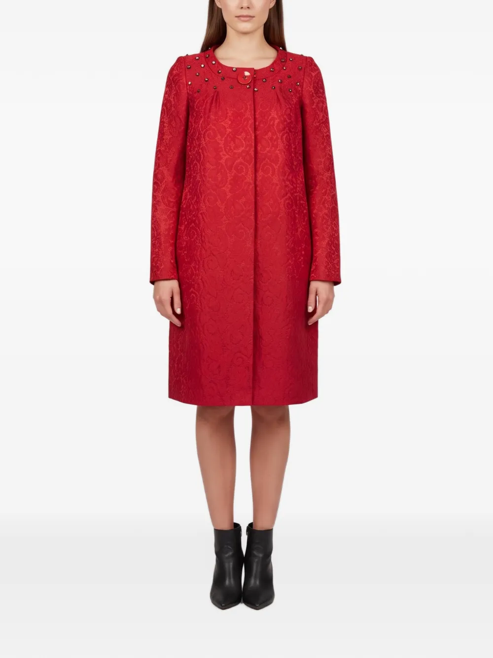 Valentino Garavani Pre-Owned crystal-embellished jacquard coat dress - Rot