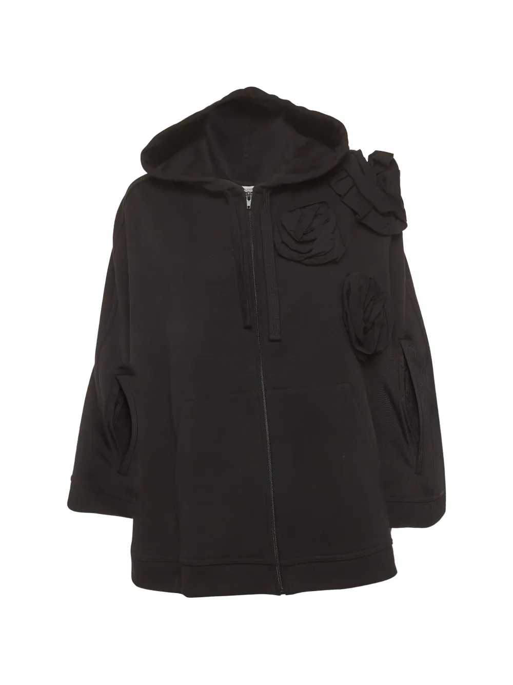 Valentino Garavani Pre-Owned rose-detail cape jacket - Nero