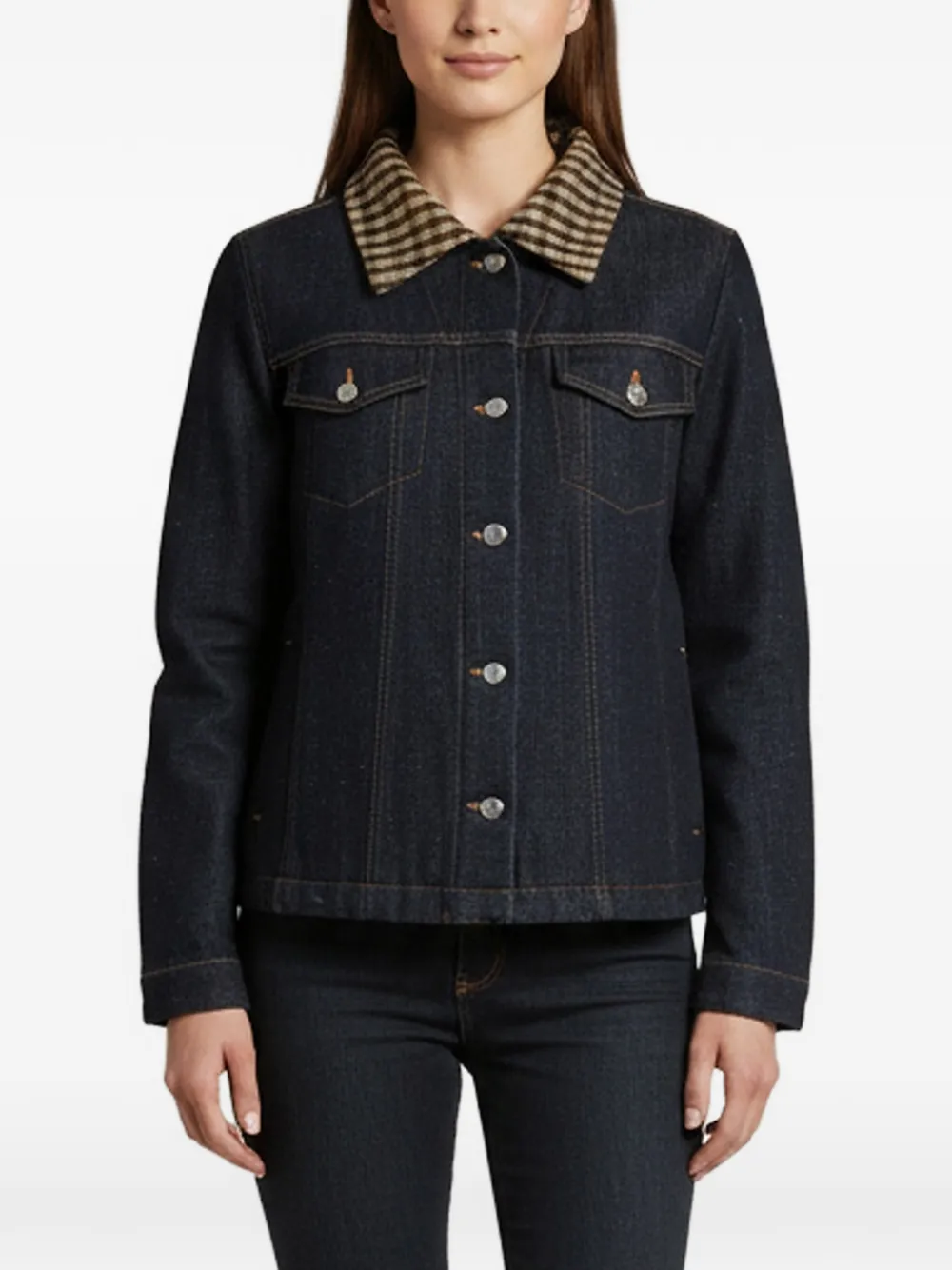 GANNI fitted denim jacket - Blau
